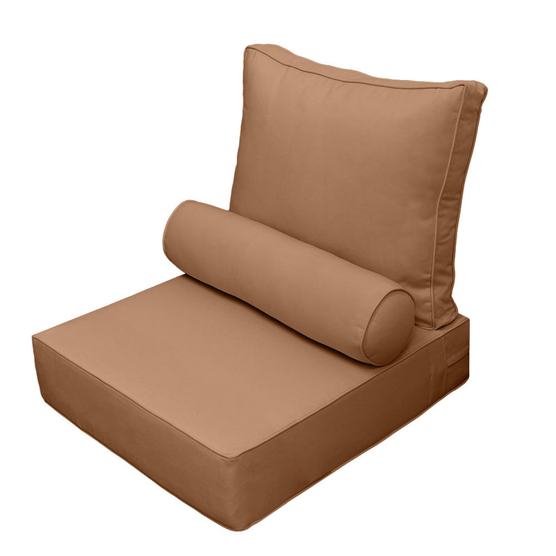 |COVER ONLY| Medium Size 24"x26"x6" Outdoor Deep Seat Cushion with Bolster, Water Repellent, Patio Deep Seat Backrest Cushion Bolster Slipcovers Replacement