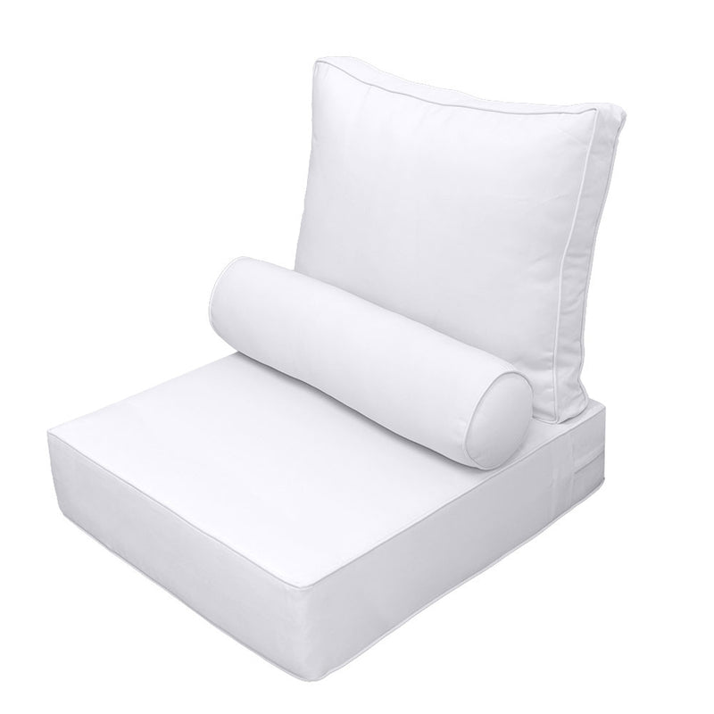 |COVER ONLY| Medium Size 24"x26"x6" Outdoor Deep Seat Cushion with Bolster, Water Repellent, Patio Deep Seat Backrest Cushion Bolster Slipcovers Replacement