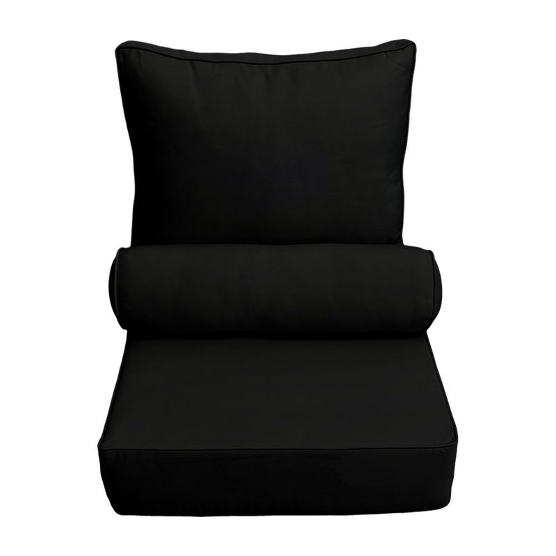 |COVER ONLY| Medium Size 24"x26"x6" Outdoor Deep Seat Cushion with Bolster, Water Repellent, Patio Deep Seat Backrest Cushion Bolster Slipcovers Replacement