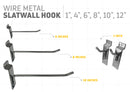 Slatwall Hooks Retail Display Wire Metal Hanger 1",4",6",8",10",12"