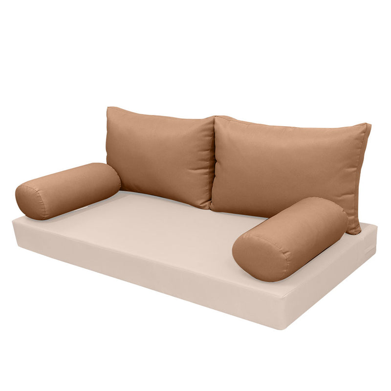 STYLE 2 Pillow & Bolster Cushion for Outdoor Indoor Daybed Porch Swing Bed Full Size | COVERS ONLY |
