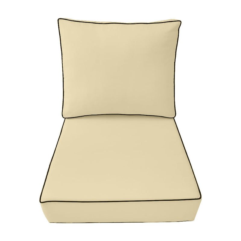 Medium Size 24"x26"x6" Outdoor Deep Seat Cushion, Water Repellent, Patio Deep Seat Backrest Cushion Insert & Cover Set