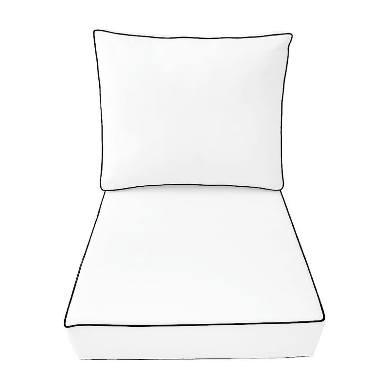 Medium Size 24"x26"x6" Outdoor Deep Seat Cushion, Water Repellent, Patio Deep Seat Backrest Cushion Insert & Cover Set