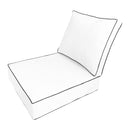 |COVER ONLY| Medium Size 24"x26"x6" Outdoor Deep Seat Cushion with Bolster, Water Repellent, Patio Deep Seat Backrest Cushion Bolster Slipcovers Replacement