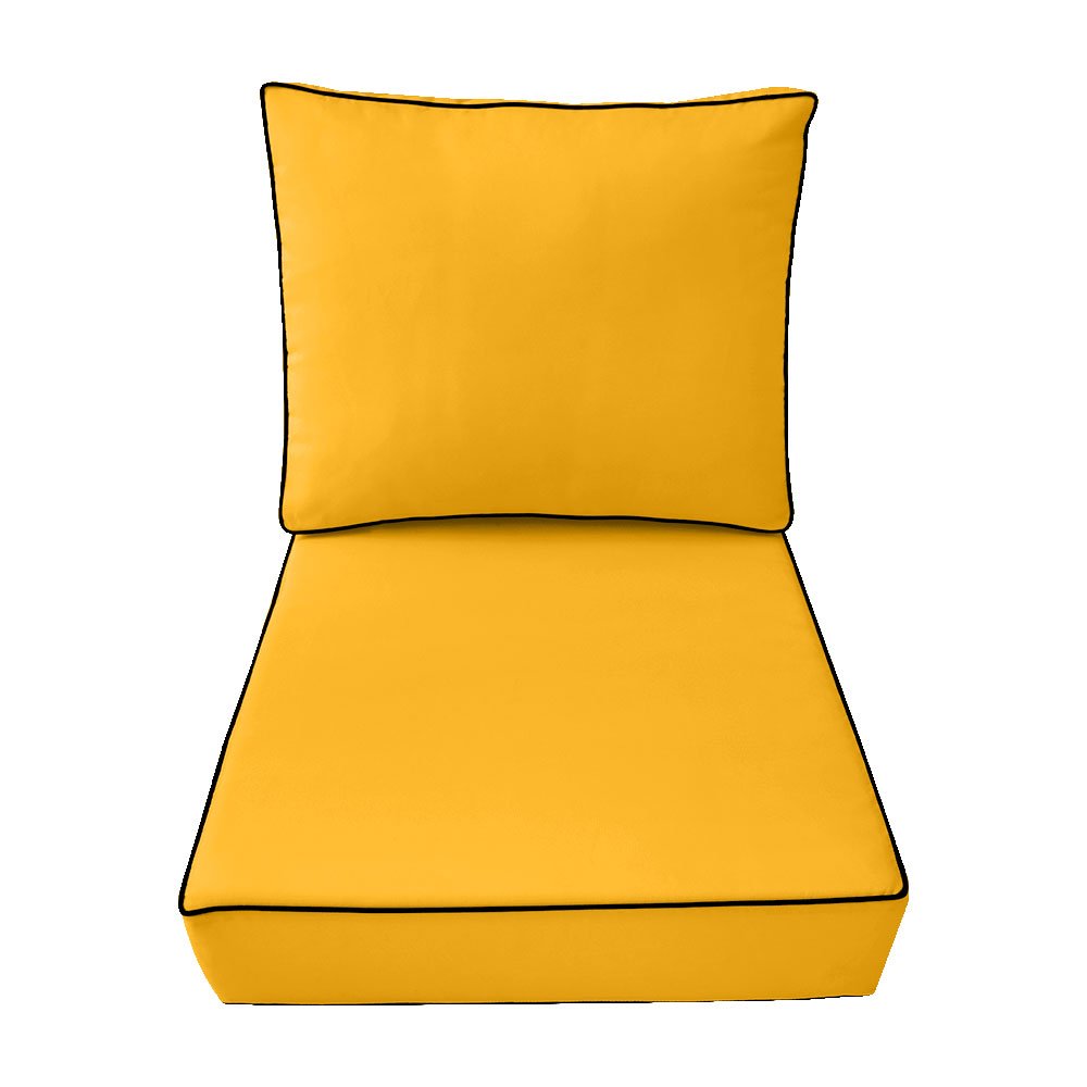 Small Size 23"x24"x6" Outdoor Deep Seat Cushion, Water Repellent, Patio Deep Seat Backrest Cushion Insert & Cover Set