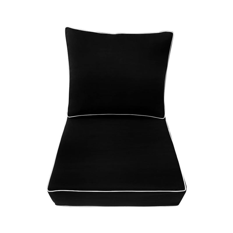 Medium Size 24"x26"x6" Outdoor Deep Seat Cushion, Water Repellent, Patio Deep Seat Backrest Cushion Insert & Cover Set