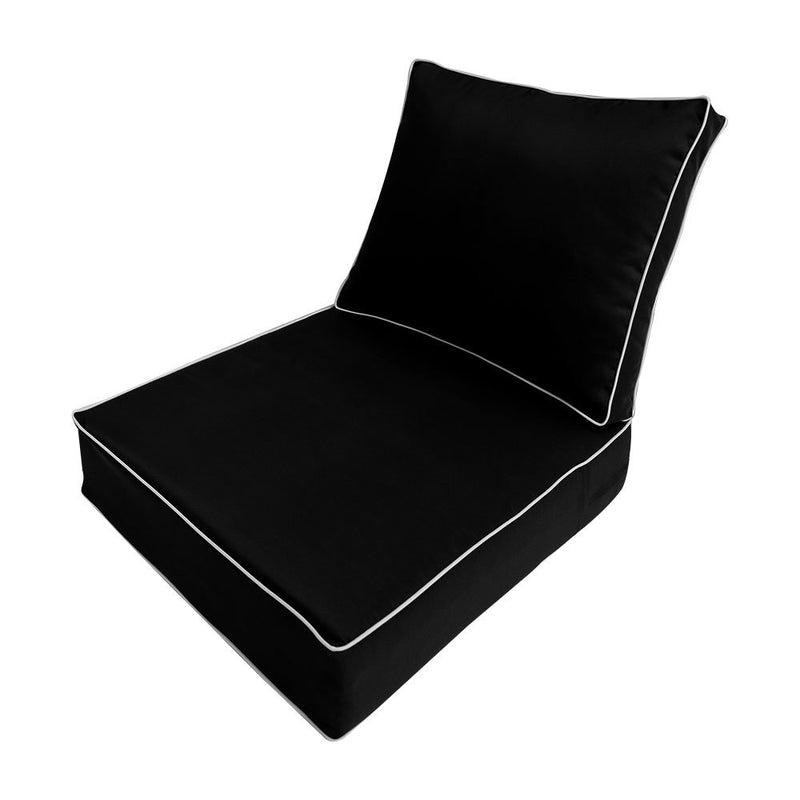 |COVER ONLY| Medium Size 24"x26"x6" Outdoor Deep Seat Cushion with Bolster, Water Repellent, Patio Deep Seat Backrest Cushion Bolster Slipcovers Replacement