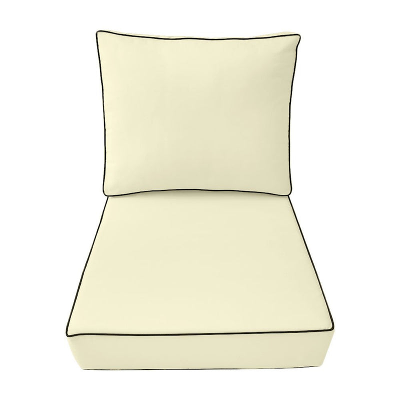 Medium Size 24"x26"x6" Outdoor Deep Seat Cushion, Water Repellent, Patio Deep Seat Backrest Cushion Insert & Cover Set