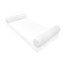 Pair of white cylindrical bolster cushion inserts — replacement set for daybed/porch swing