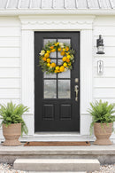 22'' Botanical Artificial Mixed Floral And Lemon Wreath Silk Floral Home Decor