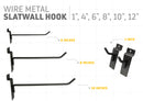 Slatwall Hooks Retail Display Wire Metal Hanger 1",4",6",8",10",12"