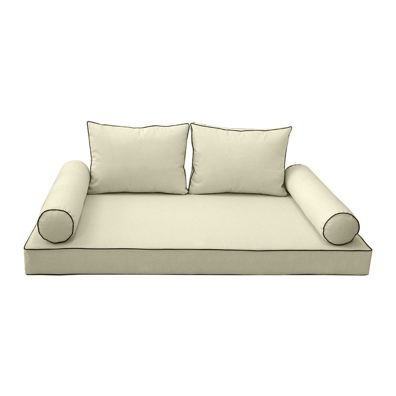 STYLE 1 - Mattress & Pillow Bolster Cushion for Outdoor Indoor Daybed Porch Swing Bed Full Size | COVERS ONLY |