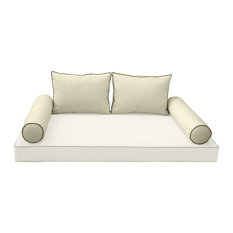STYLE 1 Pillow & Bolster Cushion for Outdoor Indoor Daybed Porch Swing Bed Full Size | COVERS ONLY |