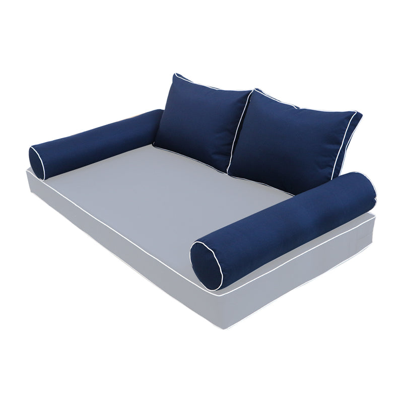 STYLE 1 Pillow & Bolster Cushion for Outdoor Indoor Daybed Porch Swing Bed Queen Size | COVERS ONLY |