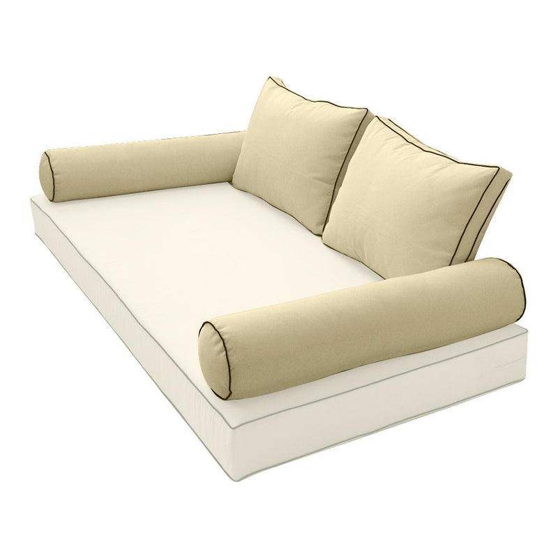 STYLE 1 Pillow & Bolster Cushion for Outdoor Indoor Daybed Porch Swing Bed Queen Size | COVERS ONLY |