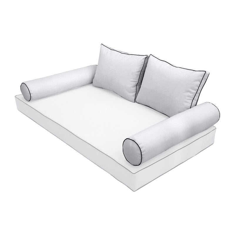STYLE 1 Pillow & Bolster Cushion for Outdoor Indoor Daybed Porch Swing Bed Queen Size | COVERS ONLY |