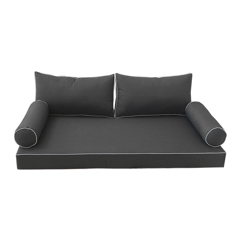 STYLE 2 - Mattress & Pillow Bolster Cushion for Outdoor Indoor Daybed Porch Swing Bed Full Size | COVERS ONLY |
