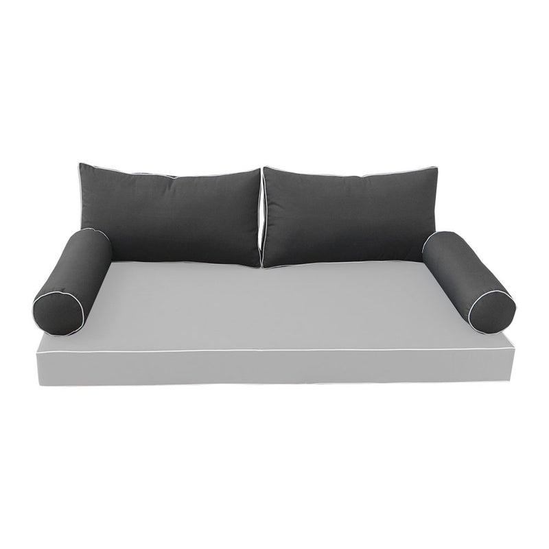 STYLE 2 - Pillow & Bolster Cushion for Outdoor Indoor Daybed Porch Swing Bed Crib Size | COVERS ONLY |