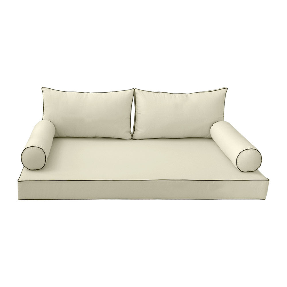 STYLE 2 - Mattress & Pillow Bolster Cushion Cover and Insert for Outdoor Indoor Daybed Porch Swing Bed Crib Size
