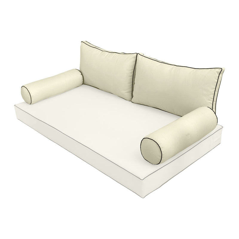 STYLE 2 Pillow & Bolster Cushion for Outdoor Indoor Daybed Porch Swing Bed Full Size | COVERS ONLY |