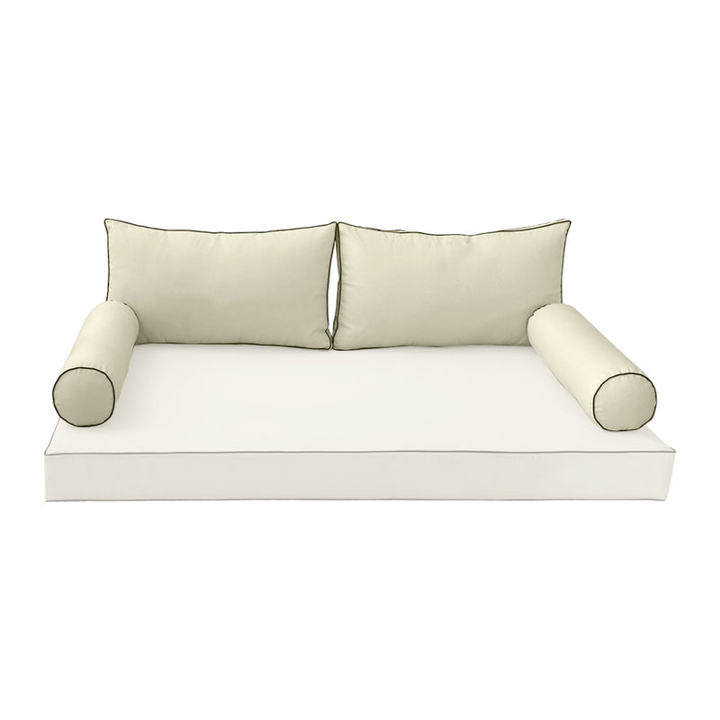 STYLE 2 Pillow & Bolster Cushion for Outdoor Indoor Daybed Porch Swing Bed Full Size | COVERS ONLY |