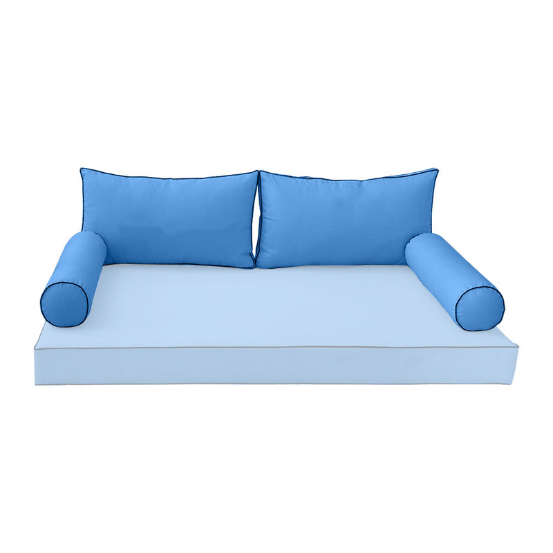 STYLE 2 - Pillow & Bolster Cushion for Outdoor Indoor Daybed Porch Swing Bed Crib Size | COVERS ONLY |