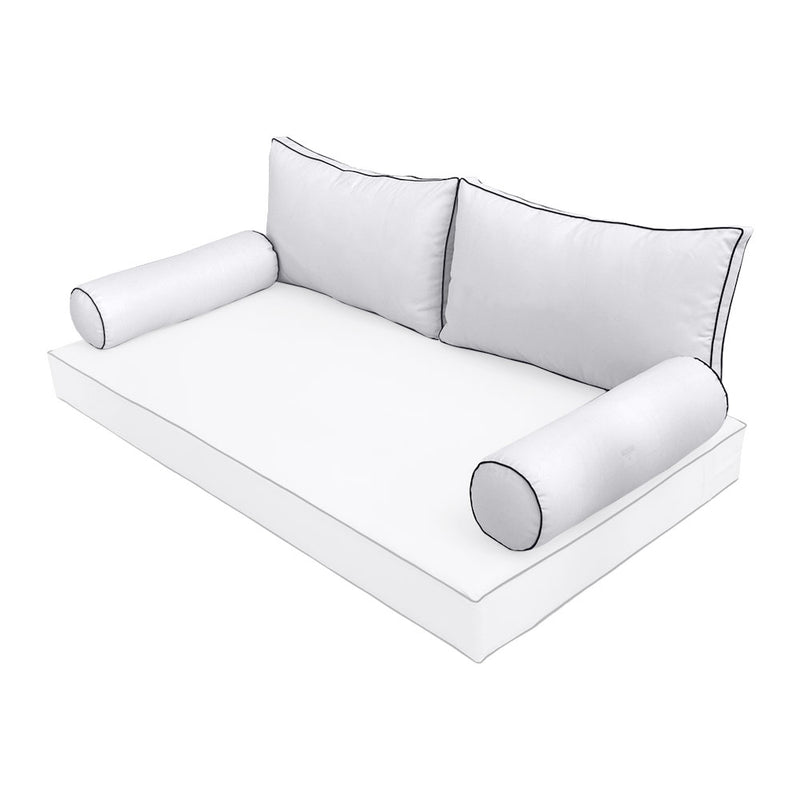 STYLE 2 Pillow & Bolster Cushion for Outdoor Indoor Daybed Porch Swing Bed Full Size | COVERS ONLY |