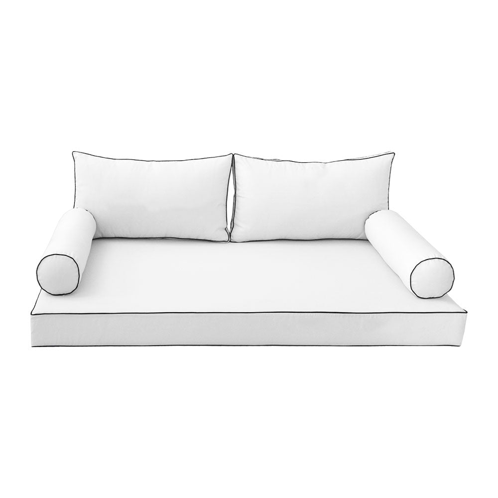 STYLE 2 - Mattress & Pillow Bolster Cushion Cover and Insert for Outdoor Indoor Daybed Porch Swing Bed Twin-XL Size