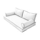 STYLE 2 - Mattress & Pillow Bolster Cushion for Outdoor Indoor Daybed Porch Swing Bed Twin-XL Size | COVERS ONLY |