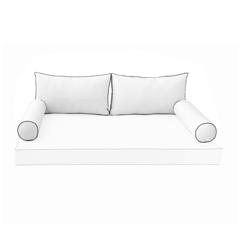STYLE 2 - Pillow & Bolster Cushion for Outdoor Indoor Daybed Porch Swing Bed Crib Size | COVERS ONLY |