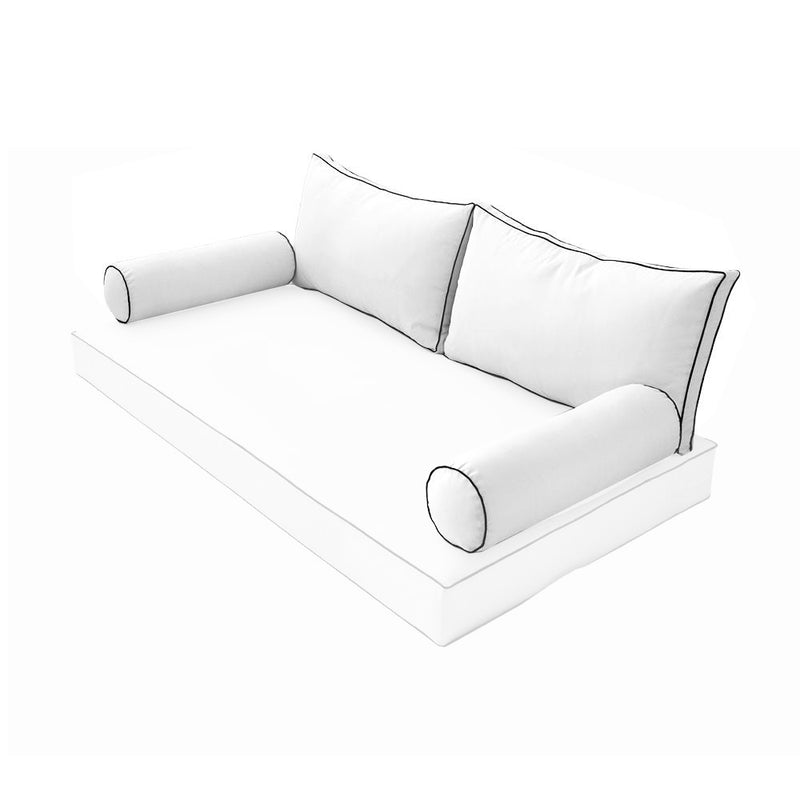 STYLE 2 Pillow & Bolster Cushion for Outdoor Indoor Daybed Porch Swing Bed Full Size | COVERS ONLY |