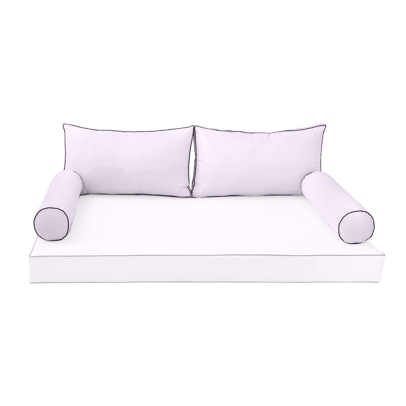 STYLE 2 - Pillow & Bolster Cushion for Outdoor Indoor Daybed Porch Swing Bed Crib Size | COVERS ONLY |