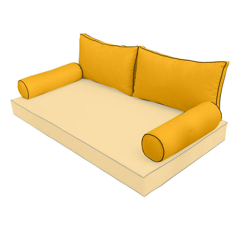 STYLE 2 Pillow & Bolster Cushion for Outdoor Indoor Daybed Porch Swing Bed Full Size | COVERS ONLY |