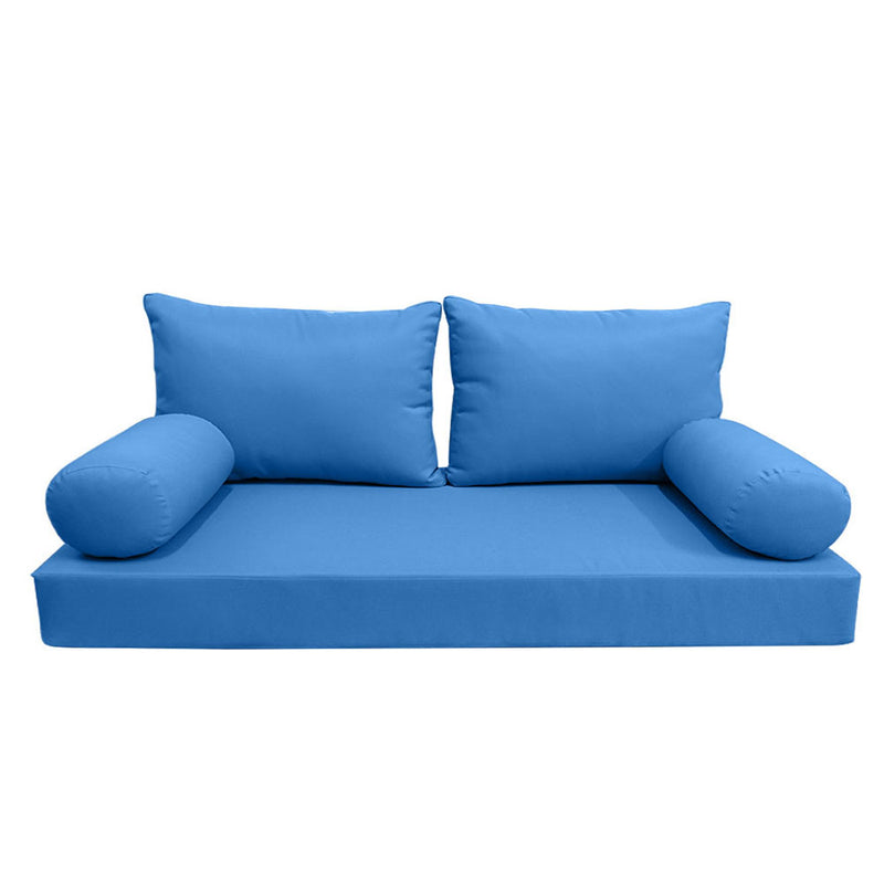 STYLE 2 - Mattress & Pillow Bolster Cushion for Outdoor Indoor Daybed Porch Swing Bed Queen Size | COVERS ONLY |