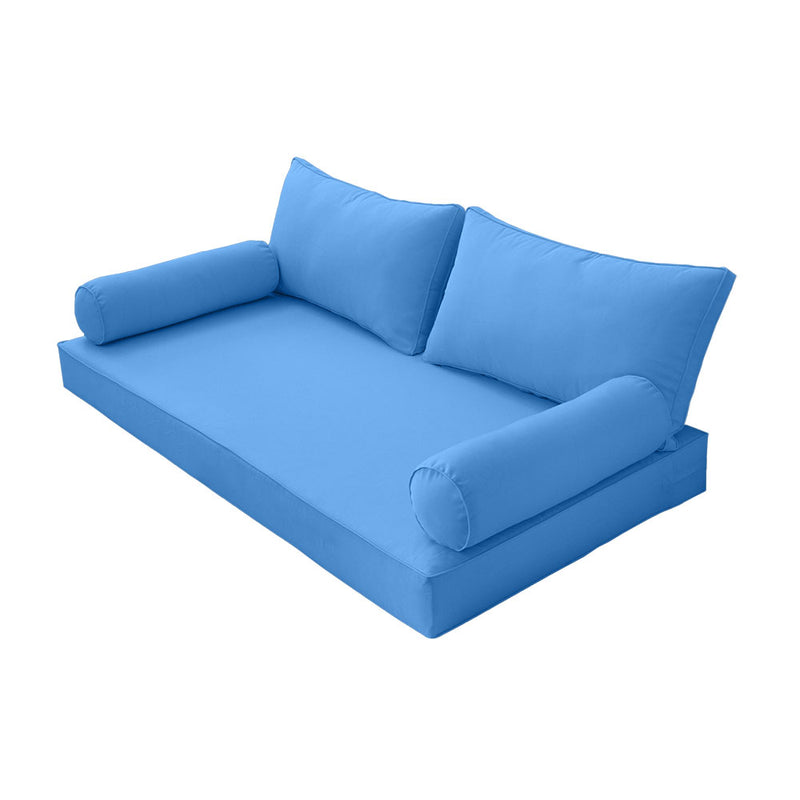STYLE 2 - Mattress & Pillow Bolster Cushion for Outdoor Indoor Daybed Porch Swing Bed Full Size | COVERS ONLY |