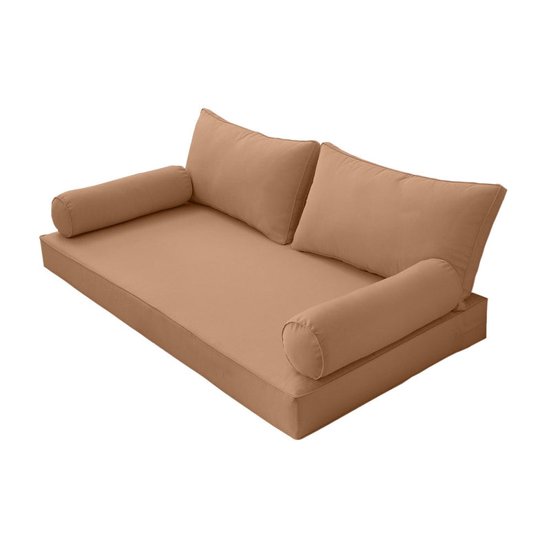 STYLE 2 - Mattress & Pillow Bolster Cushion for Outdoor Indoor Daybed Porch Swing Bed Twin-XL Size | COVERS ONLY |
