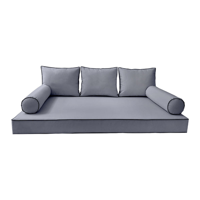 STYLE 3 - Mattress & Pillow Bolster Cushion for Outdoor Indoor Daybed Porch Swing Bed Full Size | COVERS ONLY |