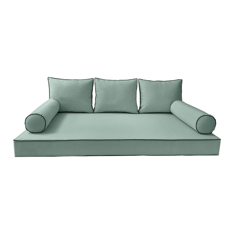 STYLE 3 - Mattress & Pillow Bolster Cushion for Outdoor Indoor Daybed Porch Swing Bed Queen Size | COVERS ONLY |