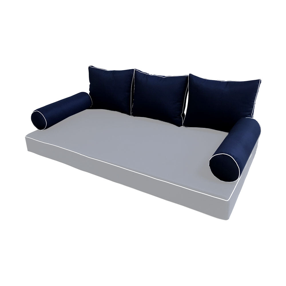 STYLE 3 Pillow & Bolster Cushion for Outdoor Indoor Daybed Porch Swing Bed Full Size | COVERS ONLY |