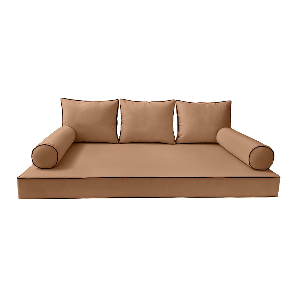 STYLE 3 - Mattress & Pillow Bolster Cushion Cover and Insert for Outdoor Indoor Daybed Porch Swing Bed Twin-XL Size