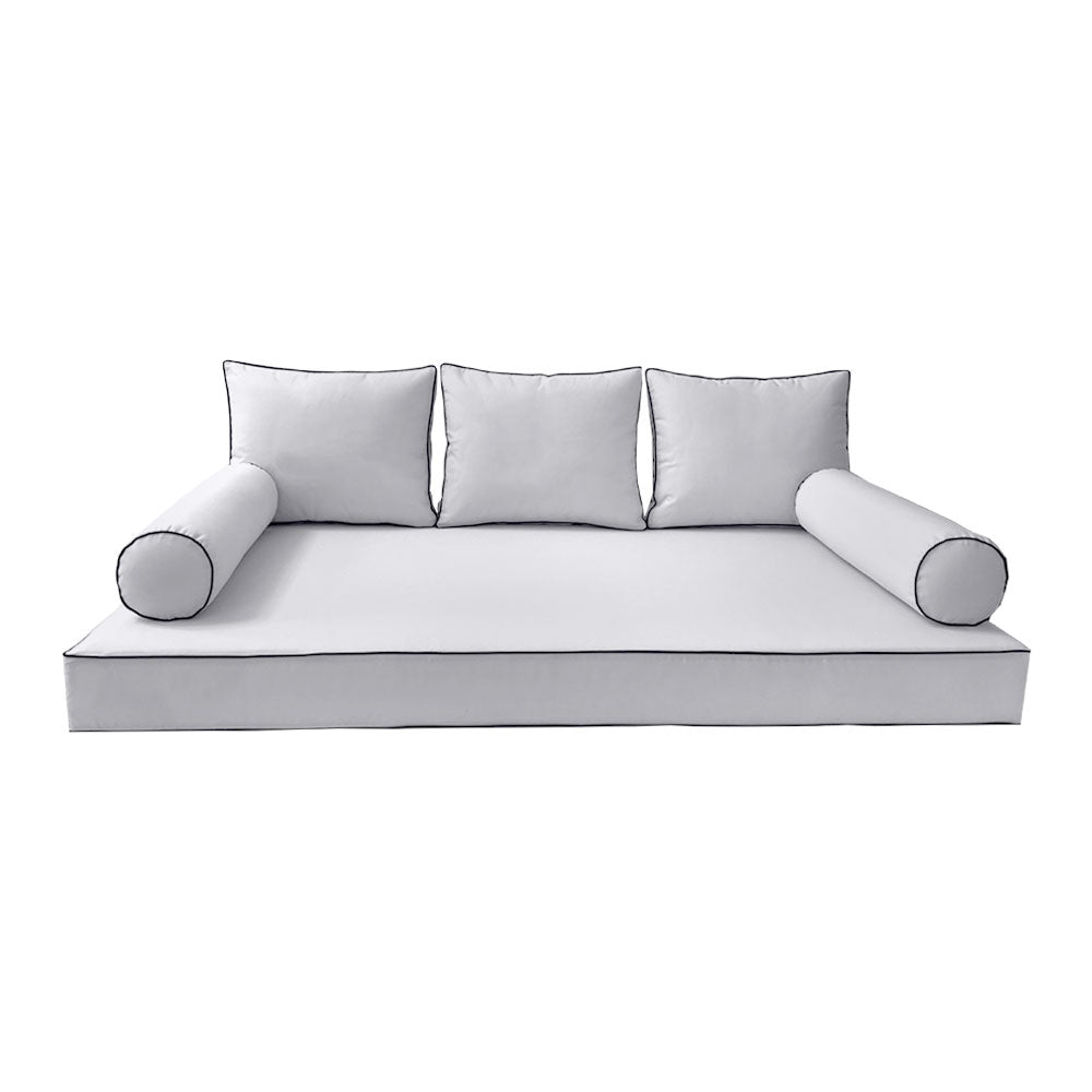 STYLE 3 - Mattress & Pillow Bolster Cushion Cover and Insert for Outdoor Indoor Daybed Porch Swing Bed Twin-XL Size