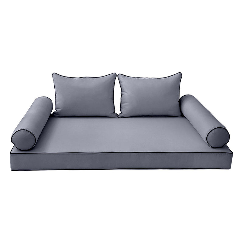STYLE 4 - Mattress & Pillow Bolster Cushion for Outdoor Indoor Daybed Porch Swing Bed Full Size | COVERS ONLY |