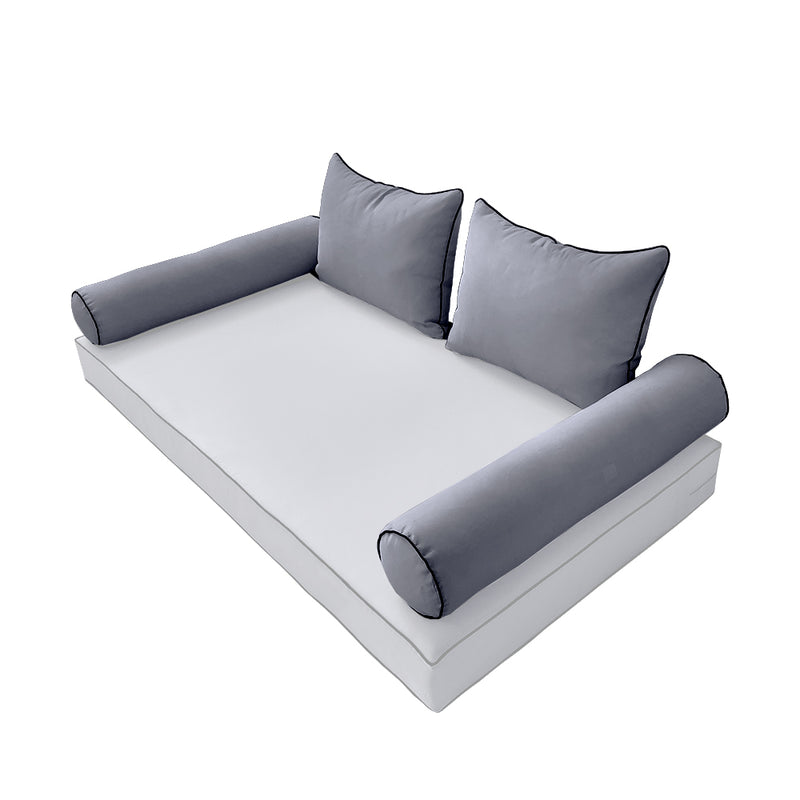 STYLE 4 - Outdoor Daybed Bolster Backrest Pillow Cushion Twin Size |COVERS ONLY|
