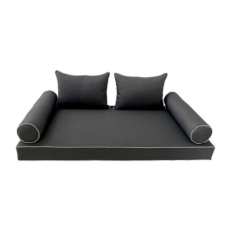 STYLE 4 - Mattress & Pillow Bolster Cushion for Outdoor Indoor Daybed Porch Swing Bed Full Size | COVERS ONLY |