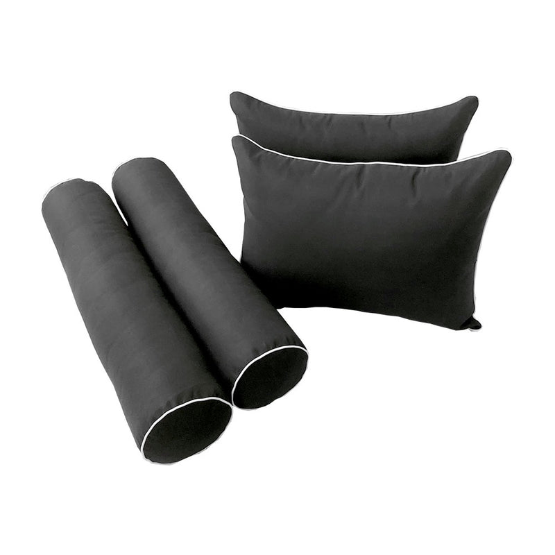 Style4 Twin Size 5PC Contrast Pipe Outdoor Daybed Matress Cushion Bolster Pillow Slip Cover Complete Set AD003