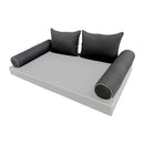 STYLE 4 - Mattress & Pillow Bolster Cushion for Outdoor Indoor Daybed Porch Swing Bed Queen Size | COVERS ONLY |