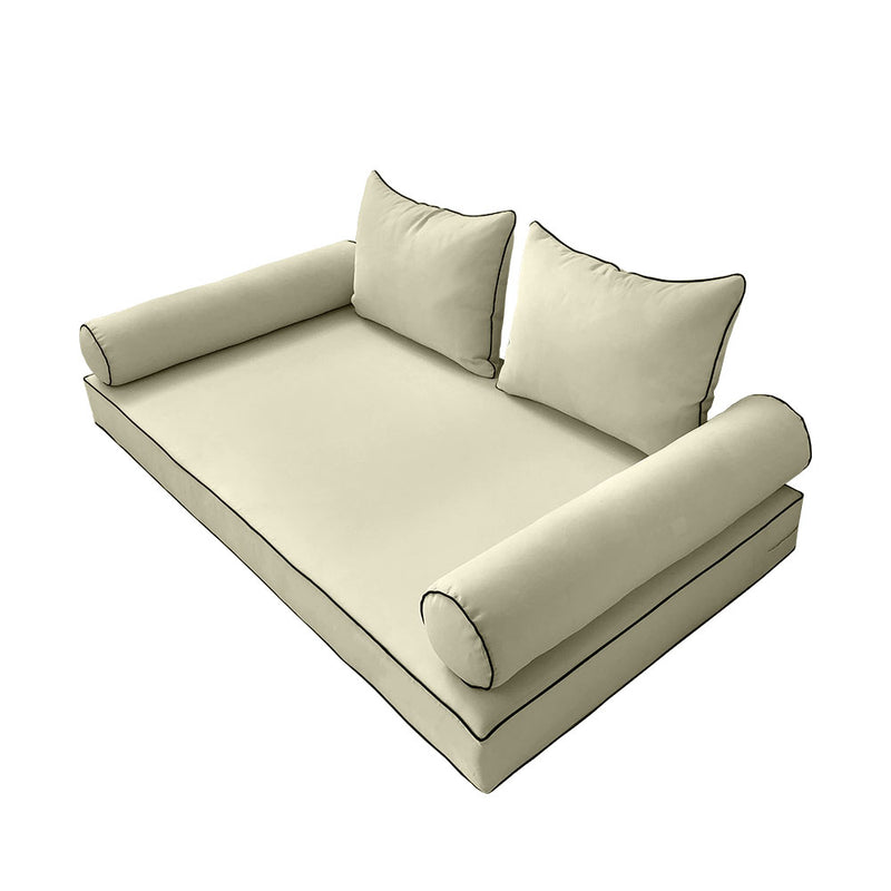 STYLE 4 - Mattress & Pillow Bolster Cushion for Outdoor Indoor Daybed Porch Swing Bed Full Size | COVERS ONLY |