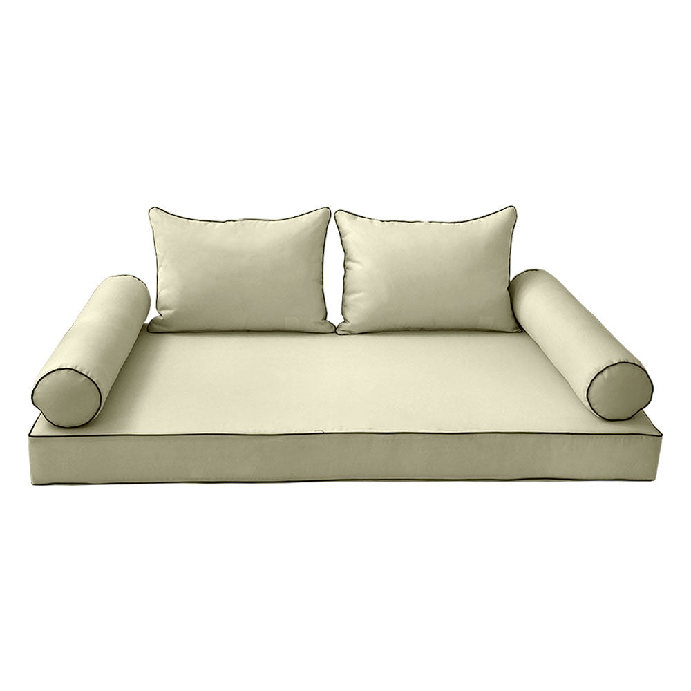 STYLE 4 - Mattress & Pillow Bolster Cushion Cover and Insert for Outdoor Indoor Daybed Porch Swing Bed Twin Size