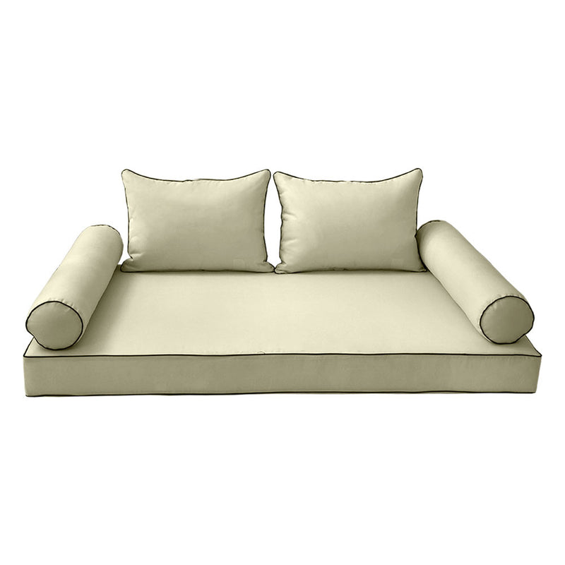 STYLE 4 - Mattress & Pillow Bolster Cushion for Outdoor Indoor Daybed Porch Swing Bed Full Size | COVERS ONLY |