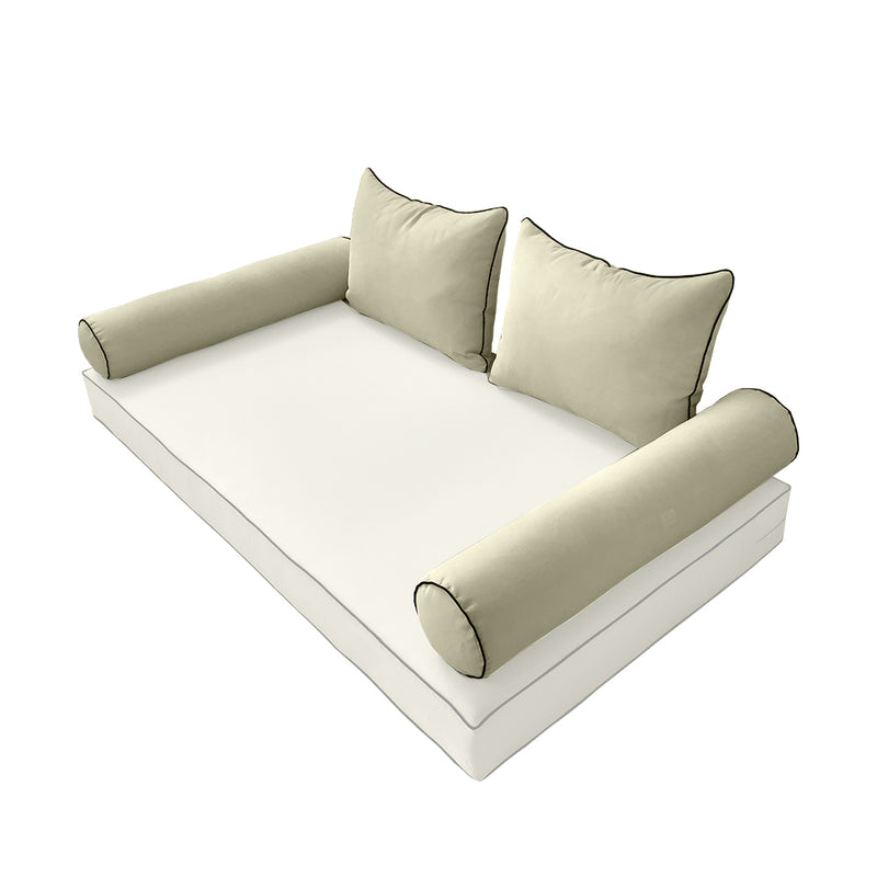STYLE 4 - Outdoor Daybed Bolster Backrest Pillow Cushion Twin Size |COVERS ONLY|